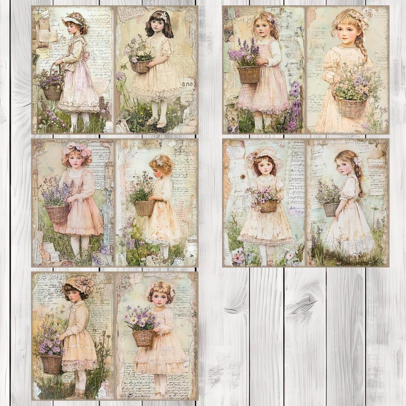 Picking Wildflowers - Journal Paper Set, Junk Journal Pages, Flower Junk Journal Paper, Printable Journal, Scrapbook Paper, Digital Paper