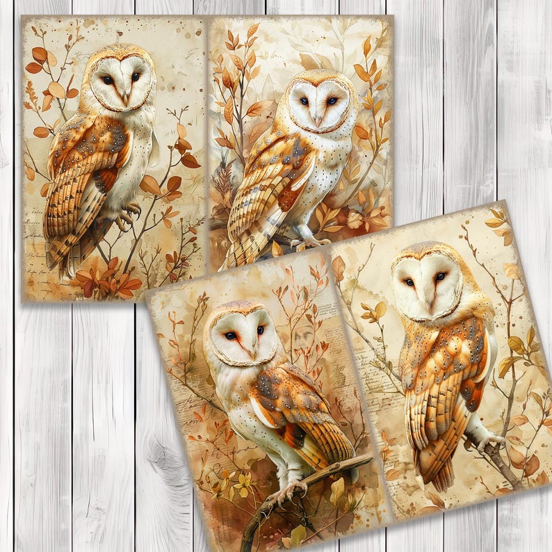 Snowy Owl - Junk Journal Pages, Journal Paper Set, Bird Junk Journal Paper, Printable Journal, Scrapbook Paper, Digital Paper