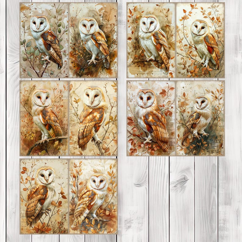Snowy Owl - Junk Journal Pages, Journal Paper Set, Bird Junk Journal Paper, Printable Journal, Scrapbook Paper, Digital Paper