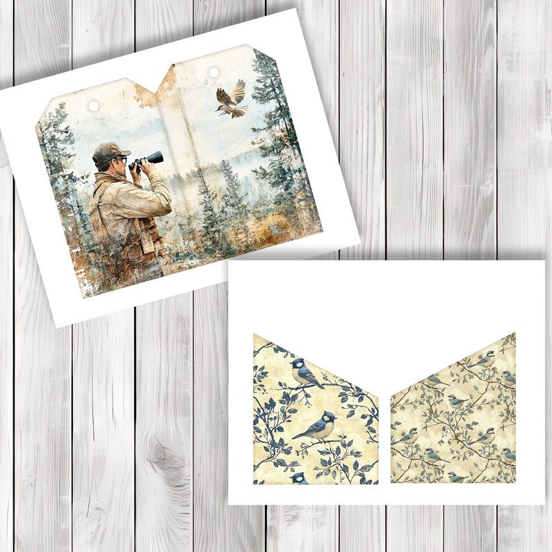 Bird Watching Overloaded Tag Kit - Botanical - Loaded Tags | Ephemera Labels | Paper Craft | Junk Journal Images Clip Art | Fussy Cut