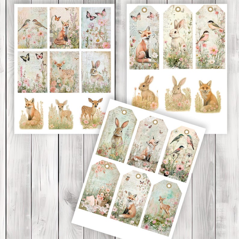 Spring Meadow - Junk Journal Kit, Journal Pages, Papers, Ephemera, Tags, Printable, Scrapbook Kit, Digital Download