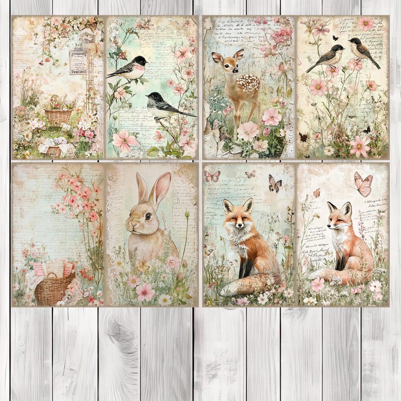 Spring Meadow - Junk Journal Kit, Journal Pages, Papers, Ephemera, Tags, Printable, Scrapbook Kit, Digital Download