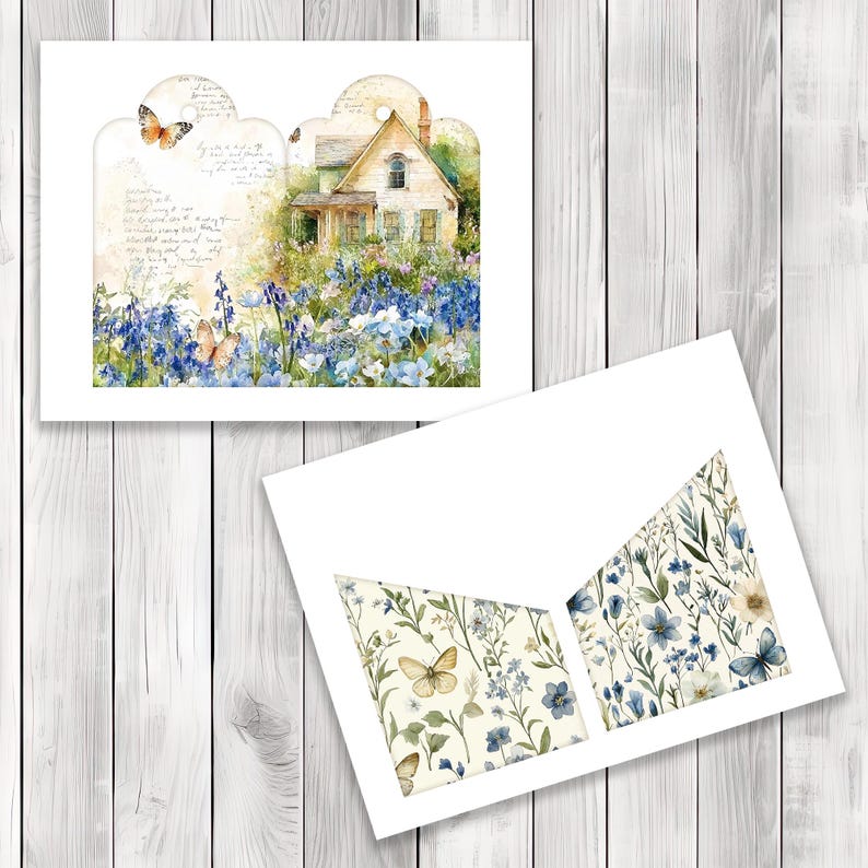 Bluebell Garden Overloaded Tag Kit - Botanical - Loaded Tags | Ephemera Labels | Paper Craft | Junk Journal Images Clip Art | Fussy Cut