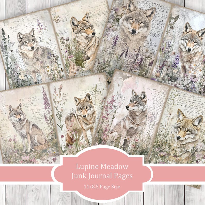 Lupine Meadow - Junk Journal Pages, Journal Paper Set, Bird Junk Journal Paper, Printable Journal, Scrapbook Paper, Digital Paper