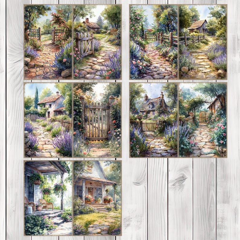Farmhouse Garden - Journal Paper Set, Junk Journal Pages, Flower Junk Journal Paper, Printable Journal, Scrapbook Paper, Digital Paper