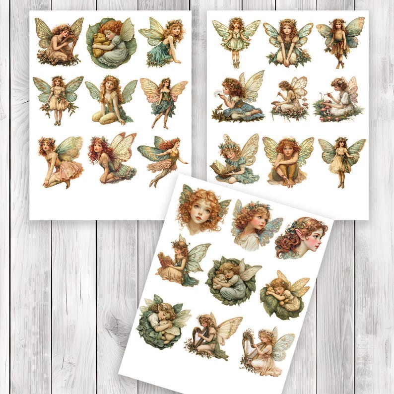 Whimsical Fairy Fussy Cuts - Junk Journal , Printable Journal, Junk Journal Tags, Junk Journal Ephemera
