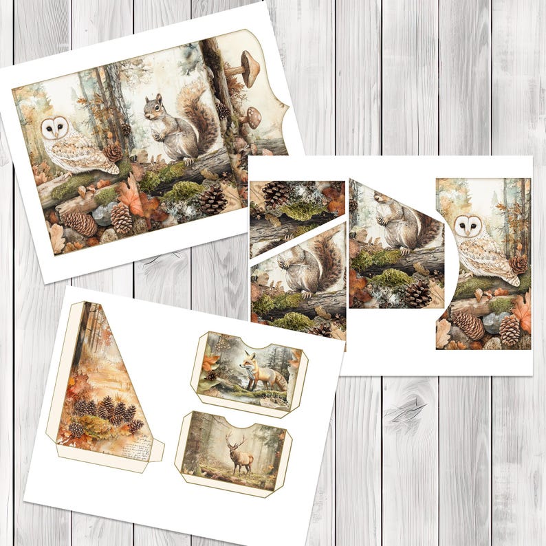 Rustic Woodlands Folio Kit - Journal Paper Set, Junk Journal Folio, Printable Journal, Scrapbook Paper, Vintage Birds