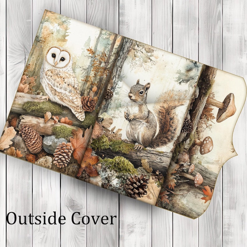 Rustic Woodlands Folio Kit - Journal Paper Set, Junk Journal Folio, Printable Journal, Scrapbook Paper, Vintage Birds