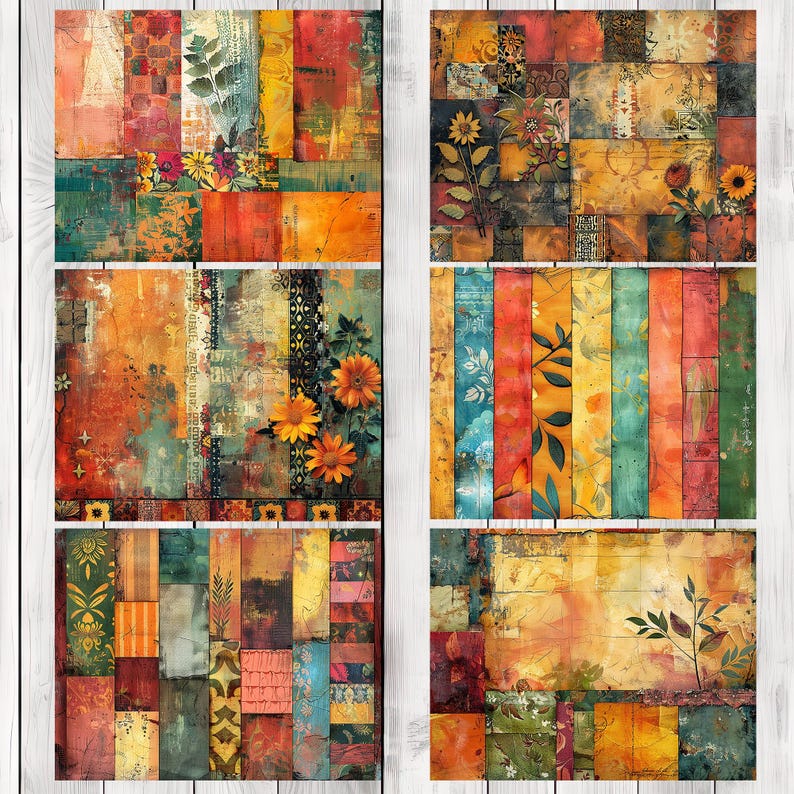 Earthy Boho Collage - Journal Paper Set, Junk Journal Pages, Junk Journal Paper, Printable Journal, Scrapbook Paper, Digital Paper