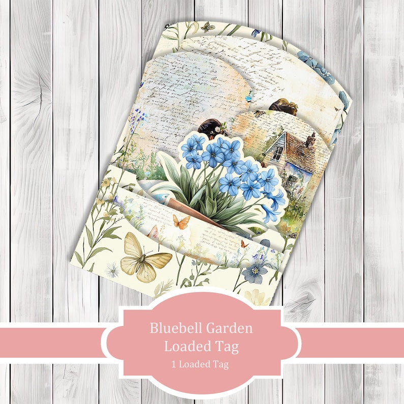 Bluebell Garden Loaded Tag Kit - Botanical - Loaded Tags | Ephemera Labels | Paper Craft | Junk Journal Images Clip Art | Fussy Cut