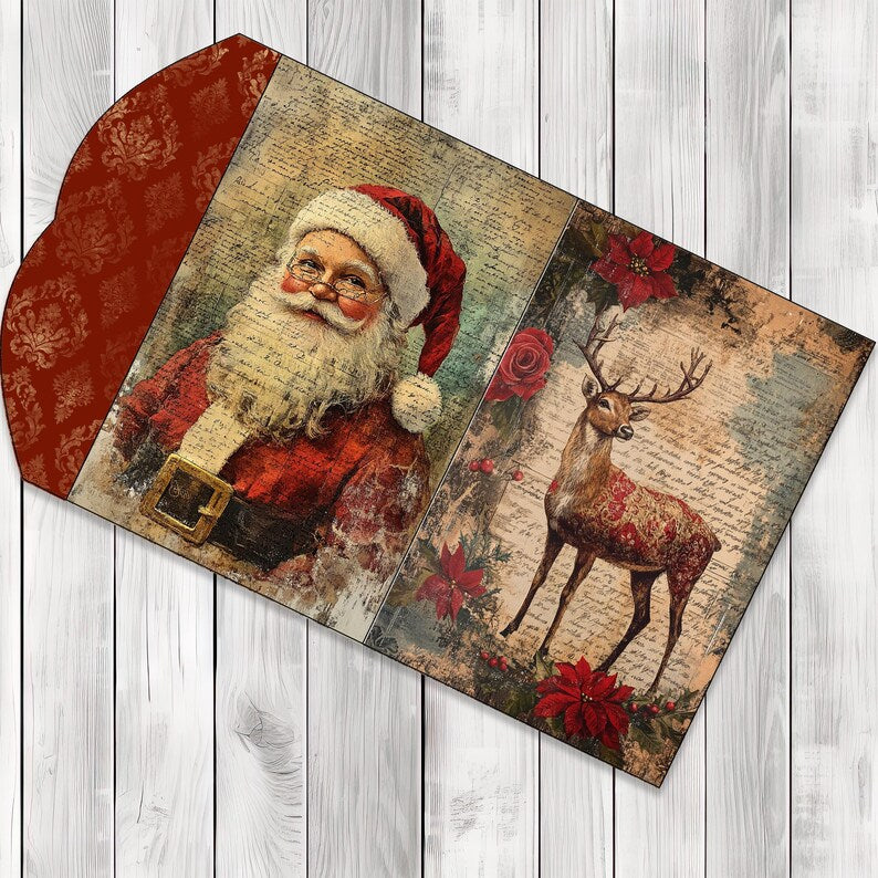 Classic Christmas Folio Kit - Journal Paper Set, Junk Journal Folio, Printable Journal, Scrapbook Paper, Christmas Folio