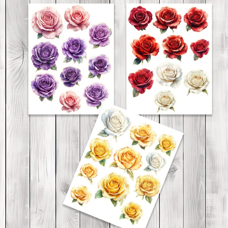 Rose Bloom Fussy Cuts - Junk Journal , Printable Journal, Junk Journal Tags, Junk Journal Ephemera