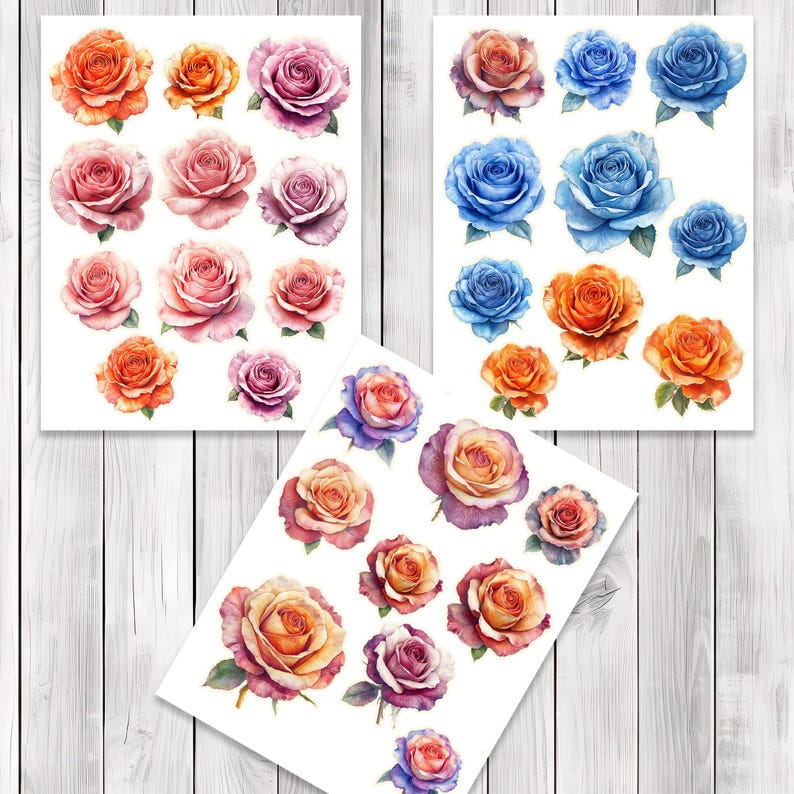 Rose Bloom Fussy Cuts - Junk Journal , Printable Journal, Junk Journal Tags, Junk Journal Ephemera