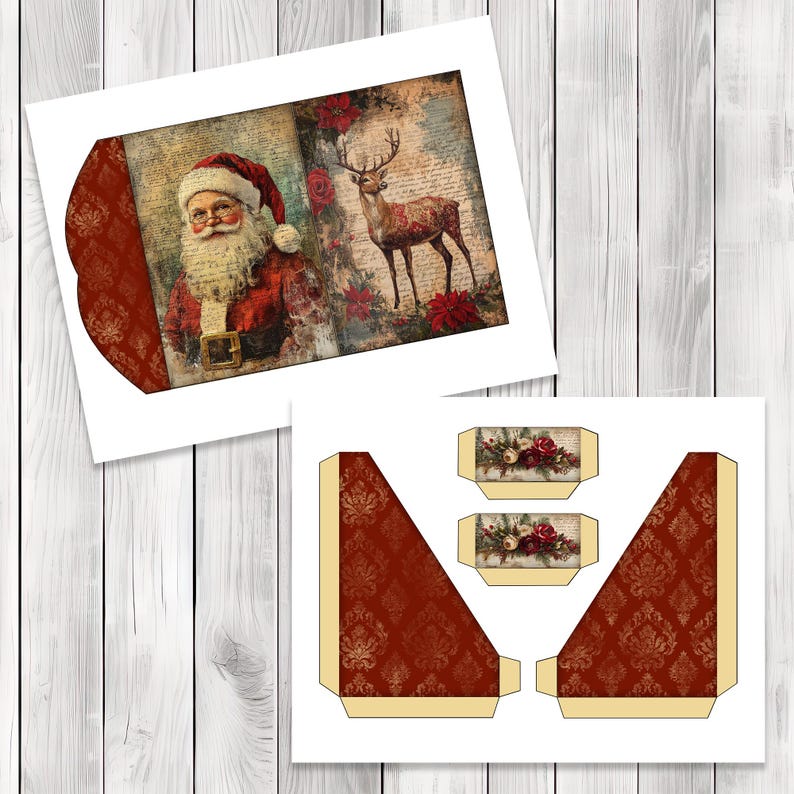 Classic Christmas Folio Kit - Journal Paper Set, Junk Journal Folio, Printable Journal, Scrapbook Paper, Christmas Folio