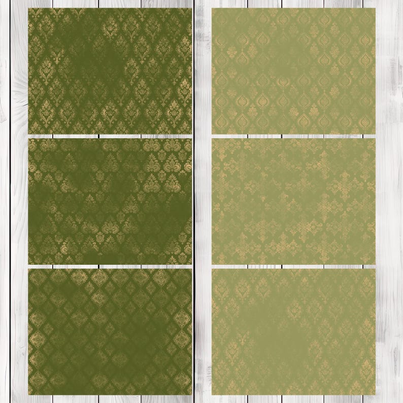 Holiday Damask - Journal Paper Set, Junk Journal Pages, Junk Journal Paper, Printable Journal, Scrapbook Paper, Digital Paper