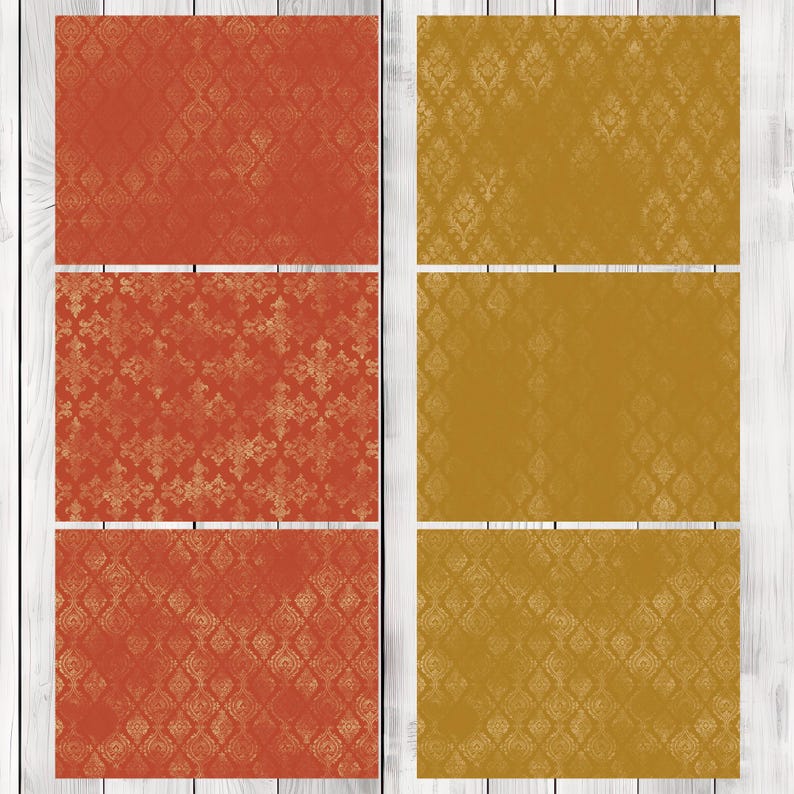 Holiday Damask - Journal Paper Set, Junk Journal Pages, Junk Journal Paper, Printable Journal, Scrapbook Paper, Digital Paper