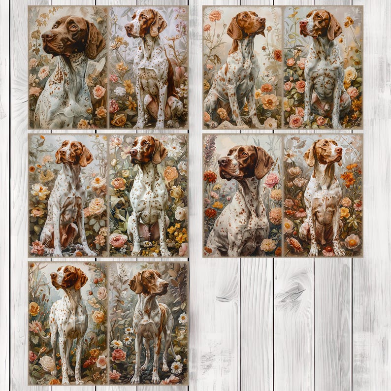 German Shorthaired Pointer- Junk Journal Pages, Journal Paper Set, Dog, Journal Paper, Printable Journal, Scrapbook Paper, Digital Paper