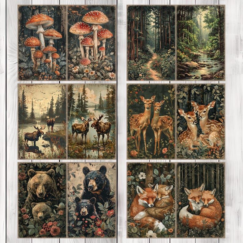 Woodland Companions - Junk Journal Kit, Journal Pages, Papers, Ephemera, Tags, Printable, Scrapbook Kit, Digital Download