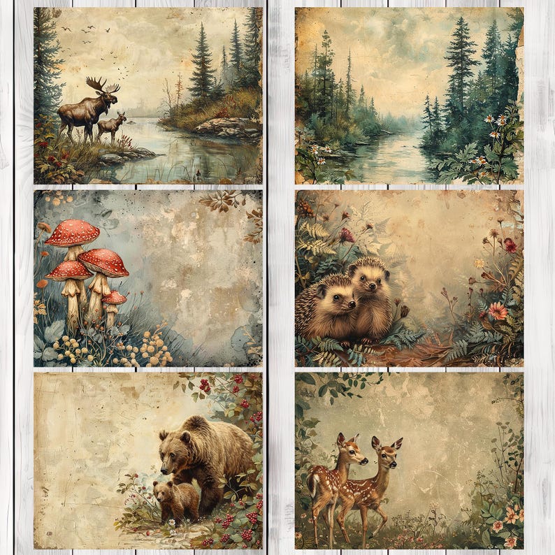 Woodland Companions - Junk Journal Kit, Journal Pages, Papers, Ephemera, Tags, Printable, Scrapbook Kit, Digital Download