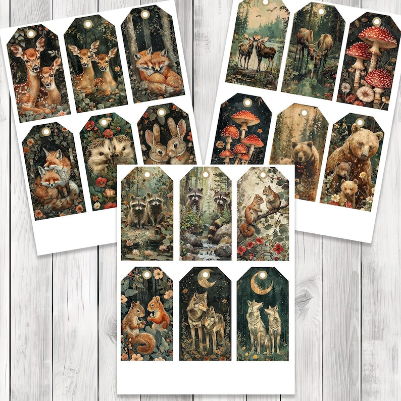 Woodland Companions - Junk Journal Kit, Journal Pages, Papers, Ephemera, Tags, Printable, Scrapbook Kit, Digital Download