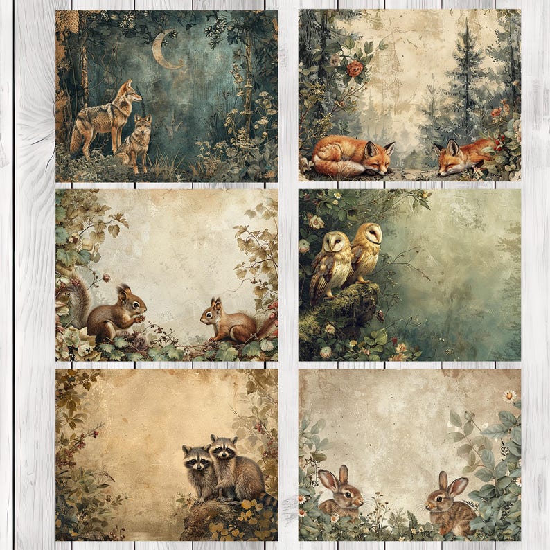 Woodland Companions - Junk Journal Kit, Journal Pages, Papers, Ephemera, Tags, Printable, Scrapbook Kit, Digital Download