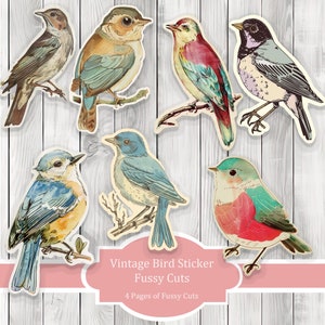 Vintage Bird Fussy Cuts - Junk Journal , Printable Journal, Junk Journal Tags, Junk Journal Ephemera