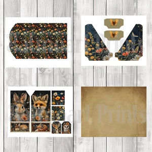 Woodland Night Garden Folio Kit - Journal Paper Set, Junk Journal Folio, Printable Journal, Scrapbook Paper, Woodland Animals, Floral