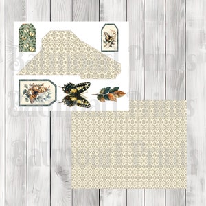Vintage Green Butterfly Loaded Tag Kit - Loaded Tags | Ephemera Labels | Paper Craft | Junk Journal Images Clip Art | Fussy Cut