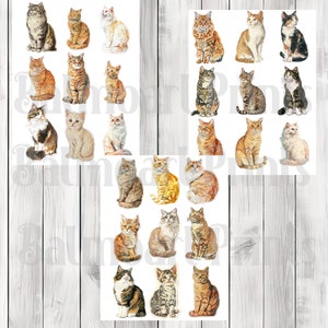 Vintage Cat Fussy Cuts - Junk Journal , Printable Journal, Junk Journal Tags, Junk Journal Ephemera