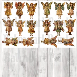 Vintage Fall Fairy Dolls Fussy Cut Set - Junk Journal , Printable Journal, Junk Journal Tags, Junk Journal Ephemera