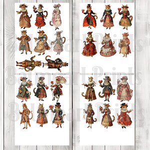 Finley Dressed Felines - Junk Journal , Printable Journal, Junk Journal Tags, Junk Journal Ephemera