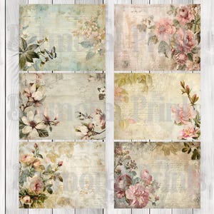 Vintage Elegant Florals - Journal Paper Set, Junk Journal Pages, Junk Journal Paper, Printable Journal, Scrapbook Paper, Digital Paper