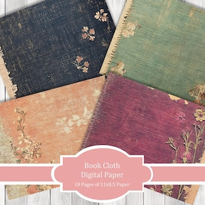 Book Cloth - Journal Paper Set, Junk Journal Pages, Junk Journal Paper, Printable Journal, Scrapbook Paper, Digital Paper