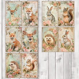 Floral Wildlife - Journal Paper Set, Junk Journal Pages, Flower Junk Journal Paper, Printable Journal, Scrapbook Paper, Digital Paper