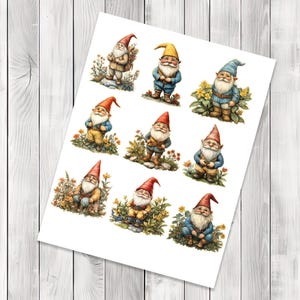 Garden Gnome Fussy Cuts - Junk Journal , Printable Journal, Junk Journal Tags, Junk Journal Ephemera