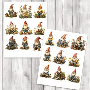 Garden Gnome Fussy Cuts - Junk Journal , Printable Journal, Junk Journal Tags, Junk Journal Ephemera