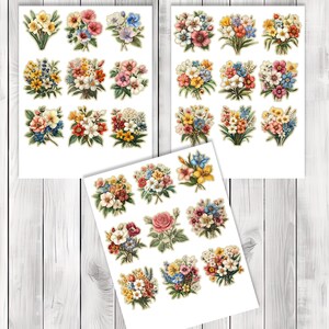 Vintage Flower Fussy Cuts - Junk Journal , Printable Journal, Junk Journal Tags, Junk Journal Ephemera