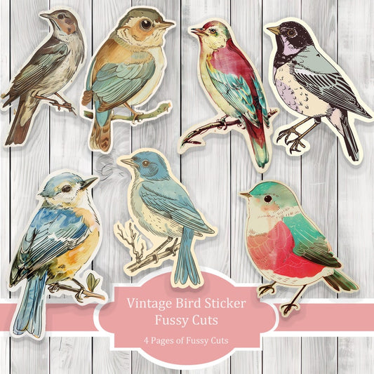Vintage Bird Fussy Cuts - Junk Journal , Printable Journal, Junk Journal Tags, Junk Journal Ephemera