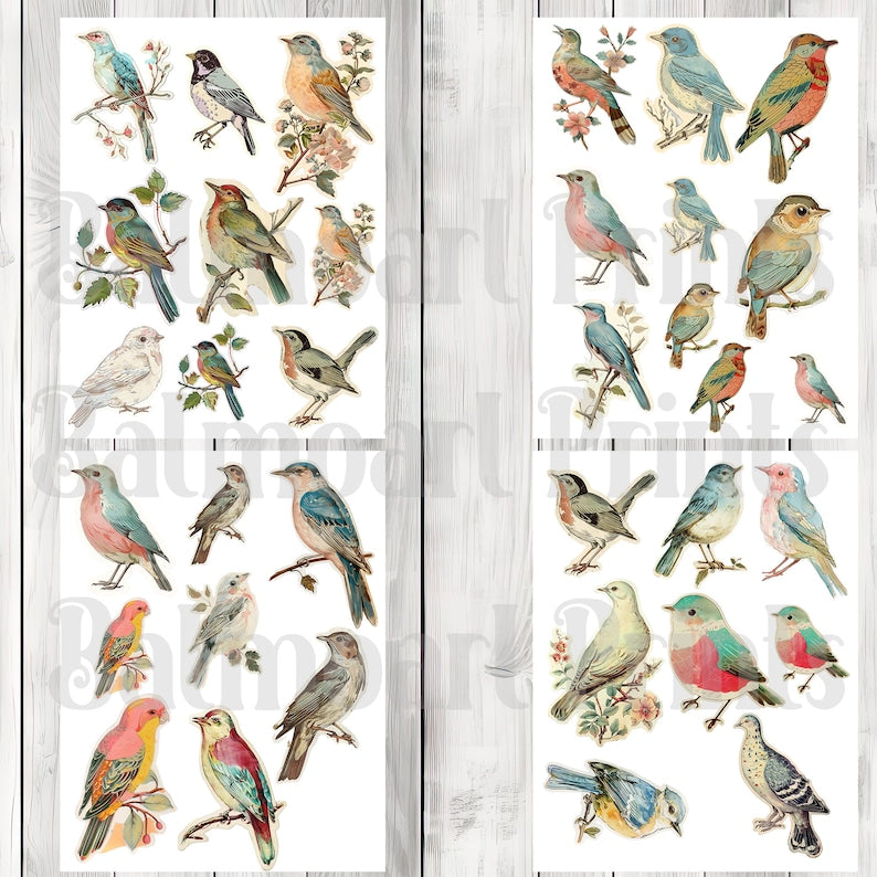 Vintage Bird Fussy Cuts - Junk Journal , Printable Journal, Junk Journal Tags, Junk Journal Ephemera