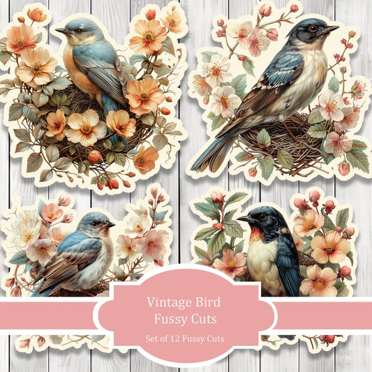 Vintage Bird Fussy Cuts - Junk Journal , Printable Journal, Junk Journal Tags, Junk Journal Ephemera