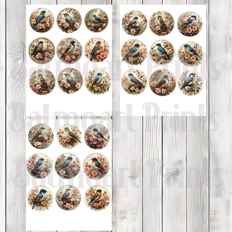 Vintage Bird Circle Ephemera - Ephemera Labels - Junk Journal Images Clip Art - Fussy Cut - Scrapbook Tags