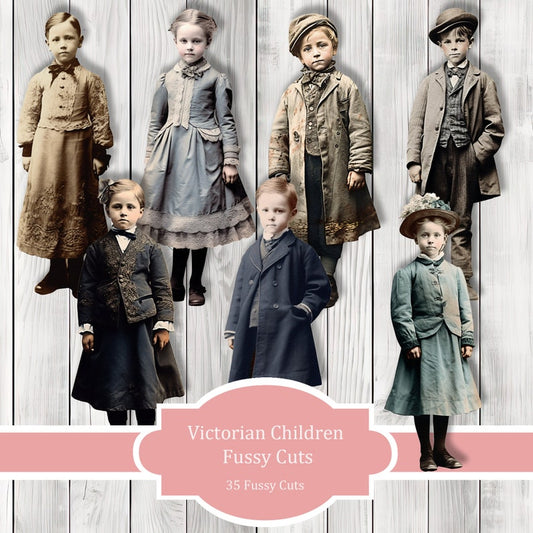 Victorian Children Fussy Cuts - Junk Journal , Printable Journal, Junk Journal Tags, Junk Journal Ephemera