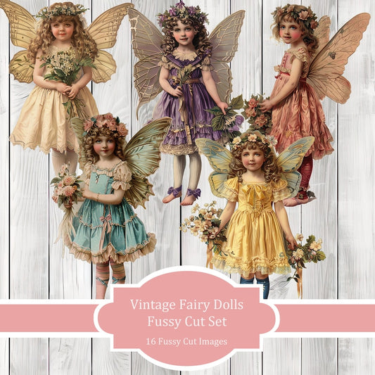 Vintage Fairy Dolls Fussy Cut Set - Junk Journal , Printable Journal, Junk Journal Tags, Junk Journal Ephemera