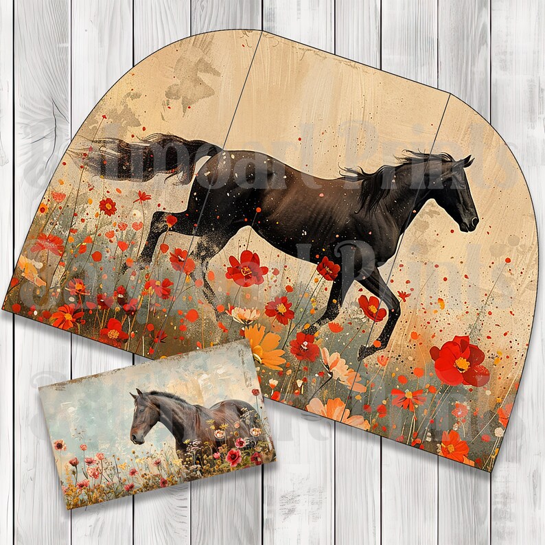 Floral Horses Folio Kit - Journal Paper Set, Junk Journal Pages, Junk Journal Folio, Printable Journal, Scrapbook Paper