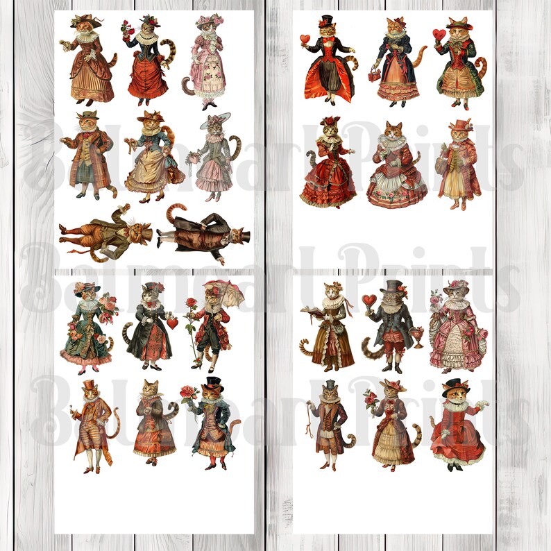 Finley Dressed Felines - Junk Journal , Printable Journal, Junk Journal Tags, Junk Journal Ephemera