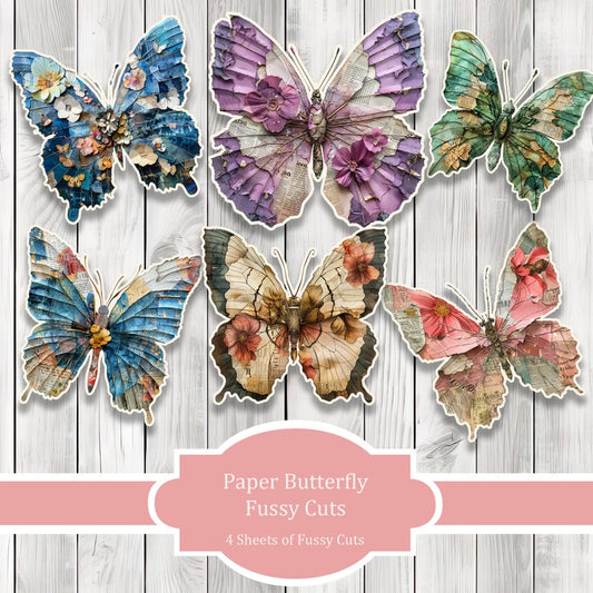 Paper Butterfly Fussy Cuts - Junk Journal , Printable Journal, Junk Journal Tags, Junk Journal Ephemera