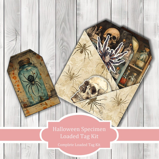 Halloween Specimen Loaded Tag Kit - Loaded Tags | Ephemera Labels | Paper Craft | Junk Journal Images Clip Art | Fussy Cut