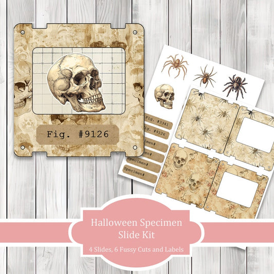 Halloween Specimen Card Tag Kit - Loaded Tags | Ephemera Labels | Paper Craft | Junk Journal Images Clip Art | Fussy Cut