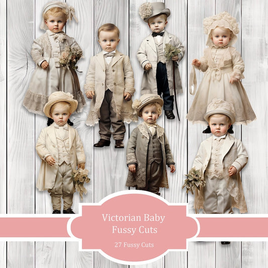 Victorian Baby Fussy Cuts - Junk Journal , Printable Journal, Junk Journal Tags, Junk Journal Ephemera, Wedding, White