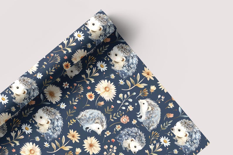 Floral Hedgehogs - Seamless Pattern - Digital Paper - Printable Journal, Scrapbook Paper, Seamless